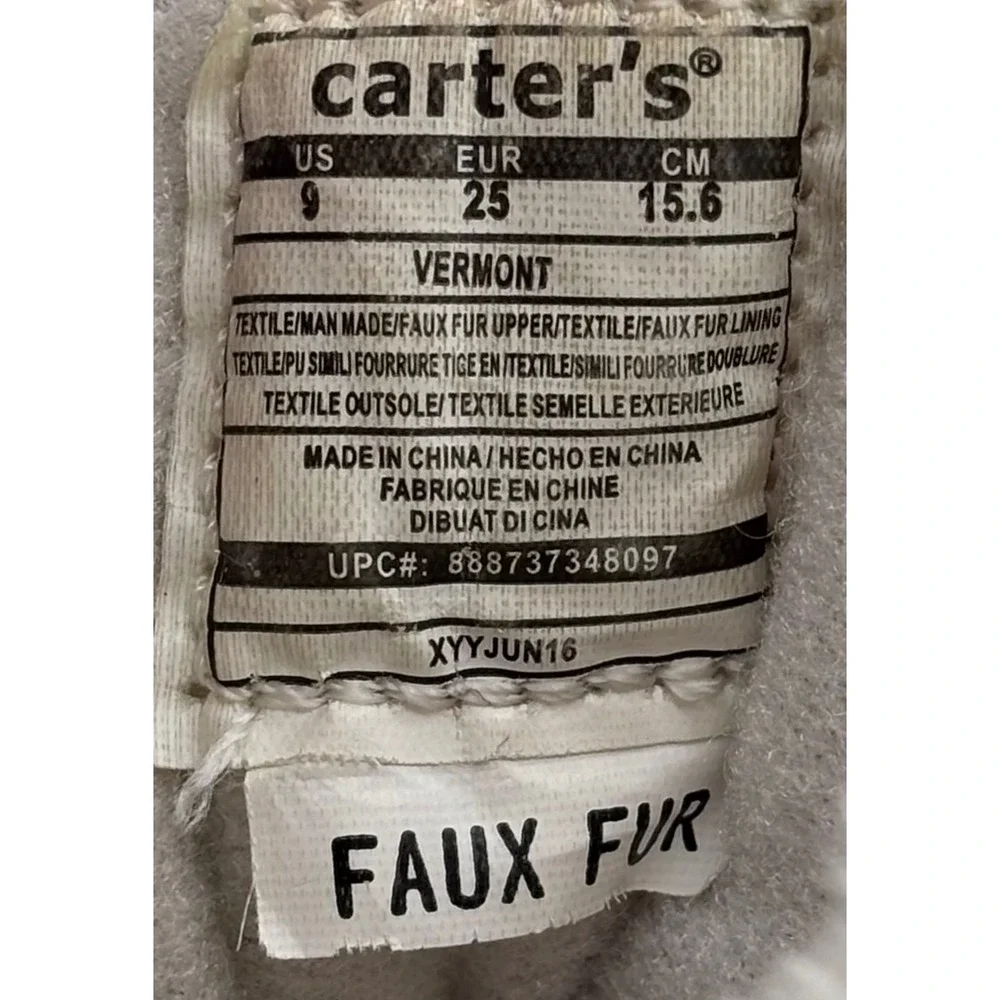 Carter's‎ Kids Pink Blue Quilted Faux Fur Lined Winter Boots Size 9
